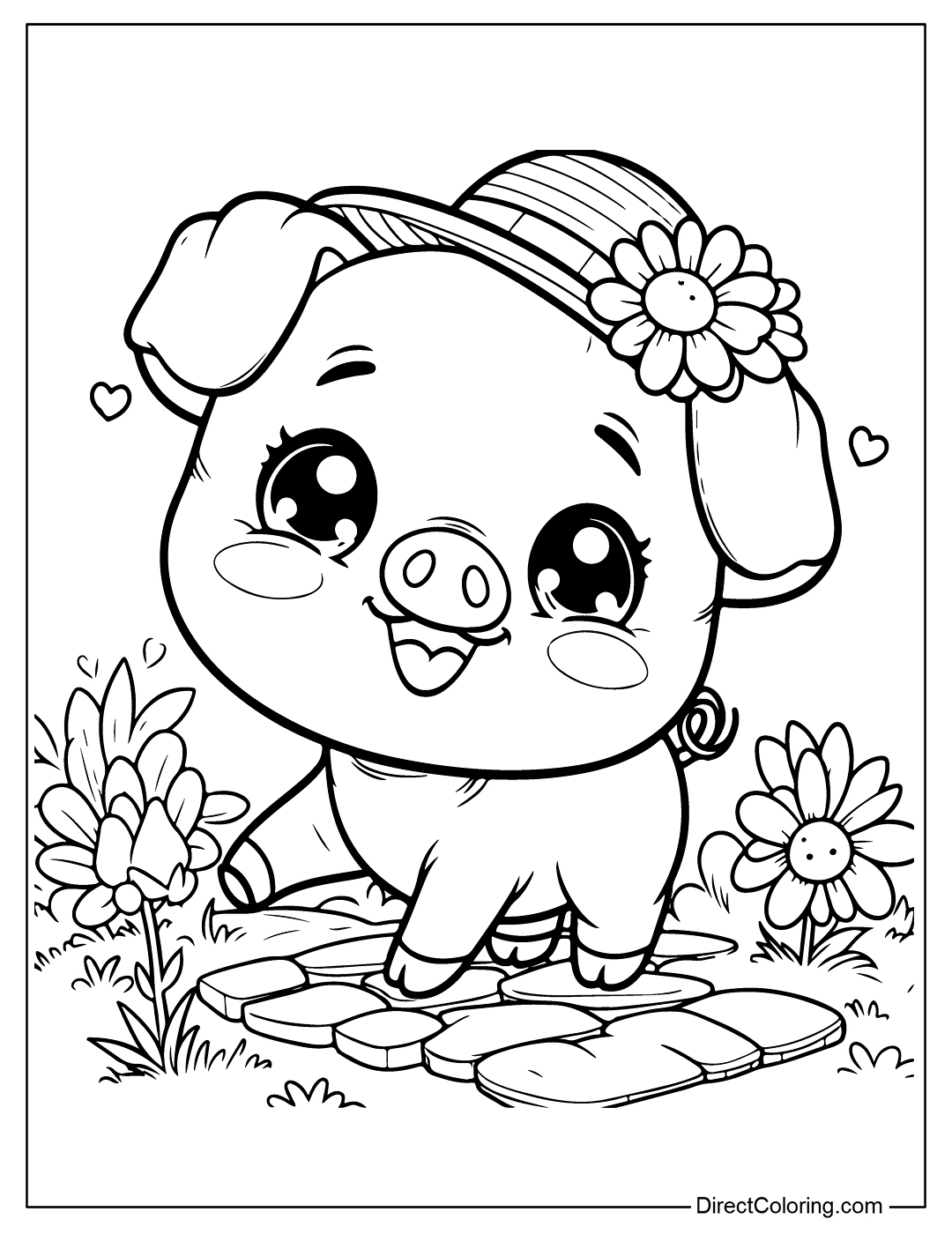 Smiling Pig Coloring Page